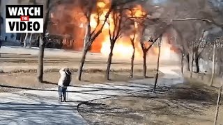 CCTV captures moment of Russian strike on bus in Kyiv, Ukraine