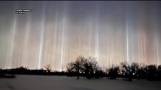 Light Pillars in nighttime sky explained