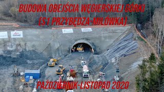 Budowa obejścia Węgierskiej Górki (S1 Przybędza-Milówka) PAŹDZIERNIK-LISTOPAD 2020 [DRON]