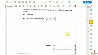 ECZ Mathematics past paper 1 2016 internal. Question 7. (Arithmetic progression)