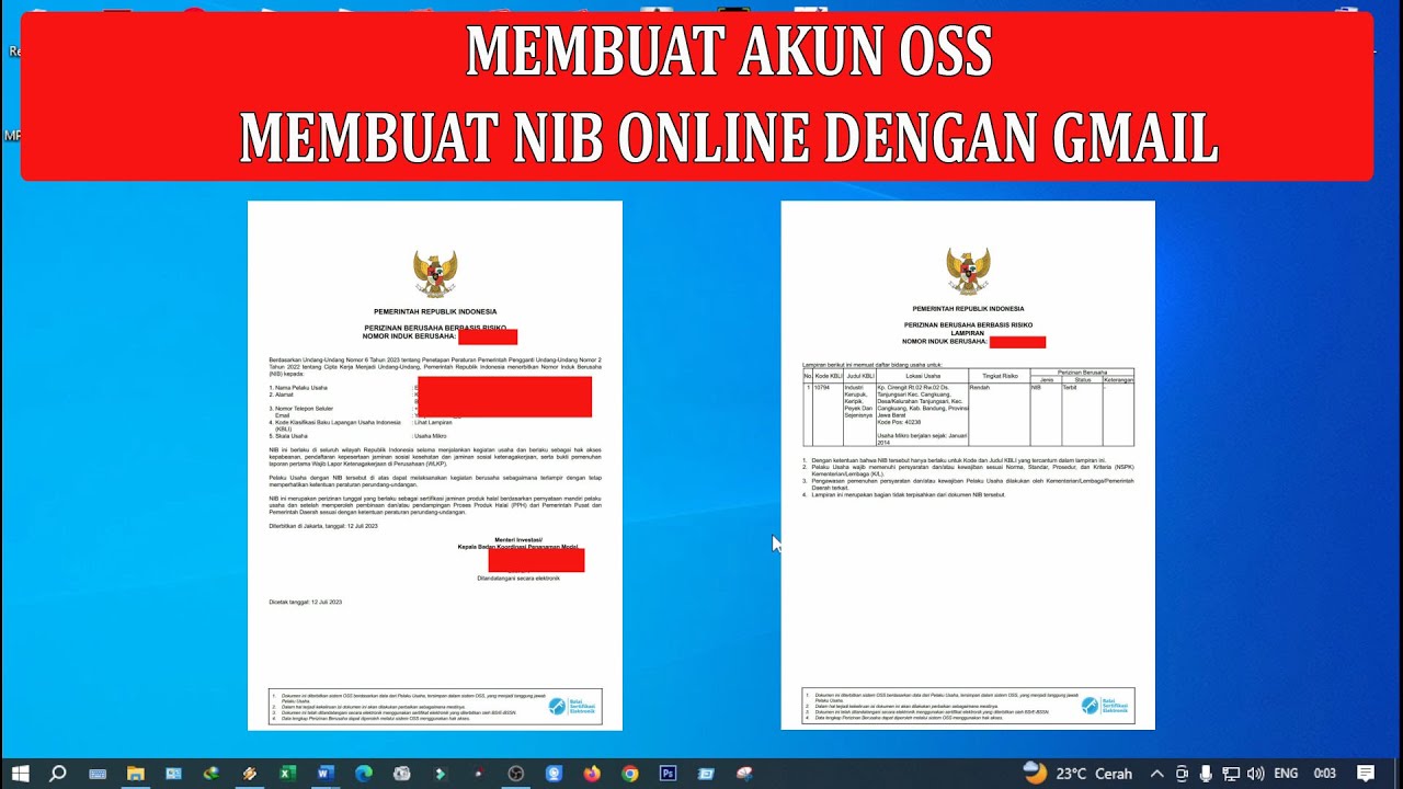 Cara Membuat NIB Nomor Induk Berusaha Di OSS - YouTube