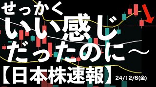 【日本株速報】24/12/6  せっかくいい感じに上がっていた東京エレクトロンや半導体株が下落！