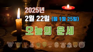 오늘의 운세 2025년 2월 22일 (음력 1월 25일) 띠별운세, 종합운 건강운 애정운 재물운 금전운 년생별운세