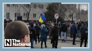 Shots fired at protest over Russian invasion