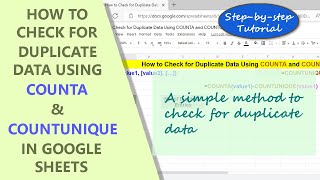 Google Sheets | COUNTA & COUNTUNIQUE Functions to Check for Duplicate Data | Example | Tutorial
