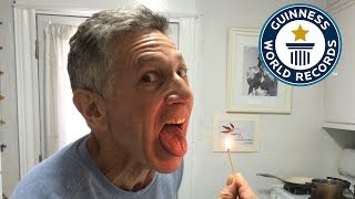 Most matchsticks extinguished with the tongue in one minute - Guinness World Records