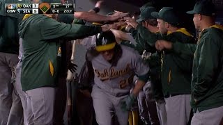 OAK@SEA: Valencia puts A's in front with two-run shot