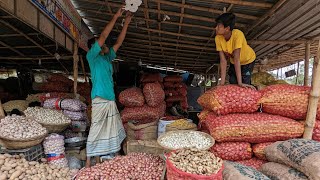 মধ্যরাতে জমজমাট কাওরান বাজারের আড়ত - wholesale market of Bangladesh - Dhaka night life - street life