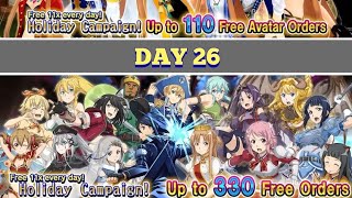 SAOIF : 6.5 Years Anniversary Free Gacha Skill Record \u0026 Avatar Order 2024 (Day 26)