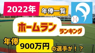 ホームランランキング【パ・リーグ2022年】年俸一覧、最低年俸、プロ野球