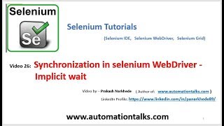 Selenium Video 26 - Synchronization in selenium WebDriver - Implicit wait
