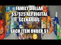 FAMILY DOLLAR $5/$25 ALL DIGITAL SCENARIOS. EACH ITEM UNDER $1🙌🏽😁