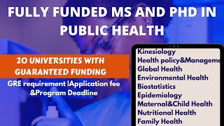 M.Sc, MPH, PhD and DrPH in Public Health | 20  US Universities with Guaranteed Funding