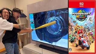 マリオカートワールド中に負けそうだから友達のTV潰してみた【ドッキリ】