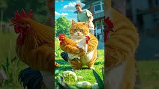 Mr. Cat's breakfast energy is all spent on catching chickens. The orange cat. The cute pet debut