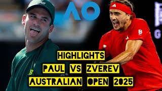 😤Alexander ZVEREV vs Tommy PAUL HIGHLIGHTS AO2025