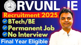 RVUNL JE Vacancy 2025, Rajasthan JE Vacancy 2025, New Govt Job Vacancy 2025 for BTech