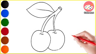 Cherry Drawing || How to draw Cherry fruit Step by Step || #cherry#drawing#fruit