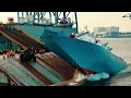 massive cargo ship launch