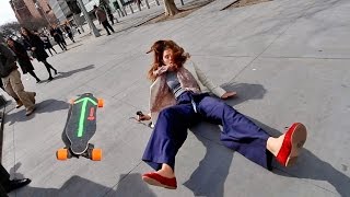 SHE FLEW OFF THE BOOSTED BOARD!!