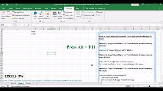 How to Copy Value of Same cell From Multiple Worksheets in Excel