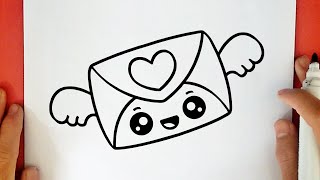 HOW TO DRAW A CUTE LOVE ENVELOPE WITH WINGS
