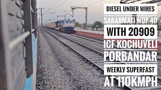 Diesel Under Wires| Sabarmati WDP4D with 20909 Kochuveli Porbandar Express in its last days @110kmph