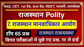 राजस्थान राज्य मानवाधिकार आयोग | राज्य मानवाधिकार आयोग के महत्वपूर्ण प्रश्न | राजस्थान Polity