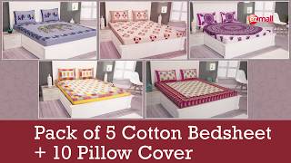 Ezmall Online Shopping | Heritage Collection Pack of 5 Cotton Bedsheets + 10 Pillow Covers