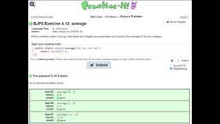 Java Practice It | Exercise 4.13: average | math, return statement