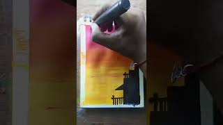 How To Make  creative Evening Painting #shorts #viral