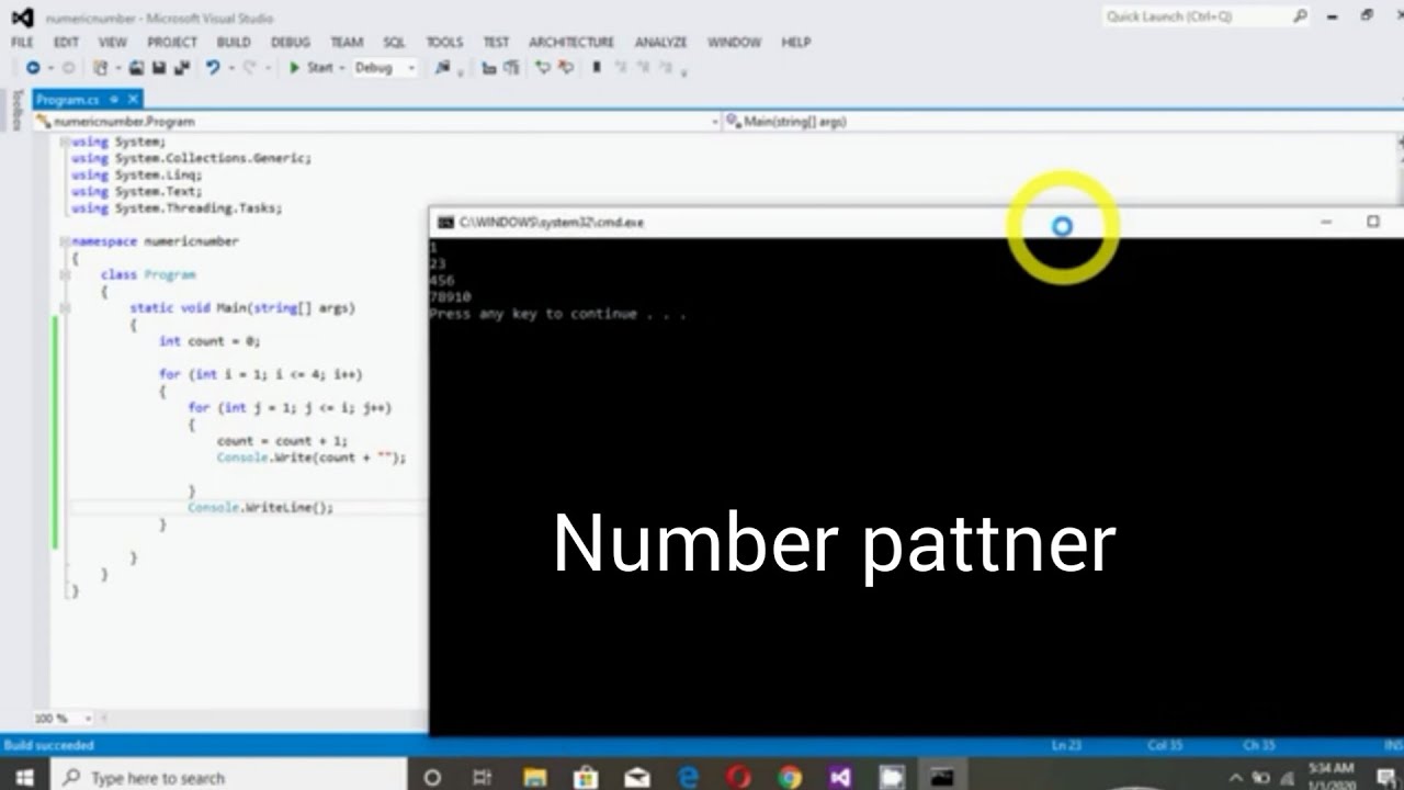 Number Pattern 1 Program Logic Youtube