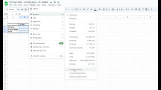 How to format as a currency in google sheets?
