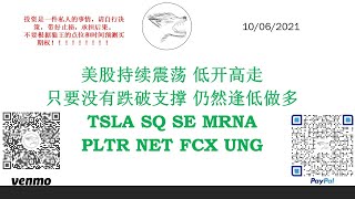 美股持续震荡 低开高走 只要没有跌破支撑 仍然逢低做多 TSLA SQ SE MRNA PLTR NET FCX UNG