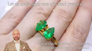 SOLD - 2.21ct Pair Pear Shape Green Emerald from Colombia - E0290