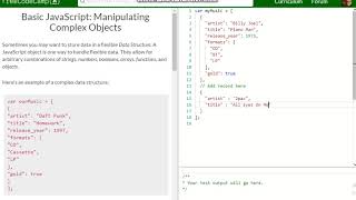 Basic JavaScript Manipulating Complex Objects free code camp Dani