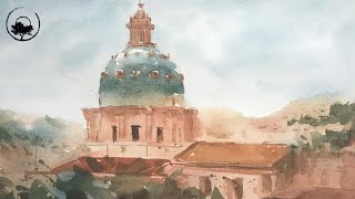 Painting a Dome & Buildings with Watercolor - LiveStream #137