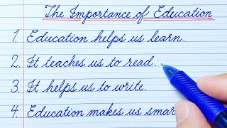 Cursive Writing | Essay on The Importance of Education | English Cursive Handwriting Practice