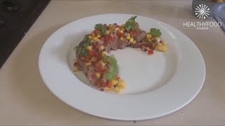 Vitality HealthyFood Studio – Sirloin Steak served with a corn and pepper salsa. #VitalityAtHome