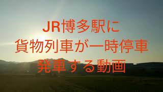 (174)JR博多駅に貨物列車が停車、発車する