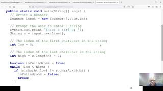 Java Language: Java code to check whether a string is a palindrome.