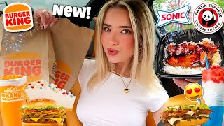 Eating NEW FAST FOOD MENU ITEMS For 24 HOURS! *summer themed!*