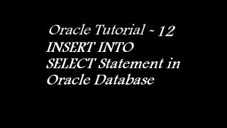 INSERT INTO Statement in Oracle Database