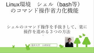 Linux環境　シェル（bashなど）の省力化機能   シェルのコマンド操作を手抜きして、楽に操作を進める３つの方法