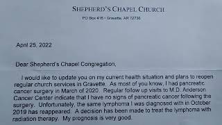 to the Shepherd's Chapel congregation ⛪ from, Pastor Dennis Murray 🙏