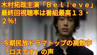 木村拓哉主演「Ｂｅｌｉｅｖｅ」最終回視聴率は番組最高１３・２％！今期民放ドラマトップの高数字「ロスです」の声 ( Tokyo Japan)