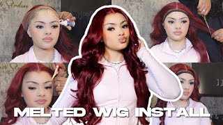 Detailed Cherry Cola Red Wig Install! 🔥 Layered Curls \u0026 Middle Part | Alipearl Hair Install Tutorial