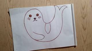 رسم كلب البحر ... كيفيه رسم كلب البحر..رسم كلب البحر خطوة بخطوة🌹Drawing a sea dog for children