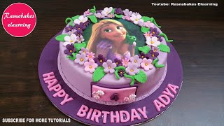rapunzel's tangled adventure themed fondant birthday cake design ideas decorating tutorial video