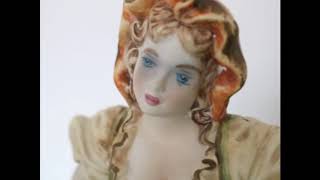 CAPODIMONTE Figurine LARGE XL Italian Vintage Italy LADY GIRL Porcelain Unglazed